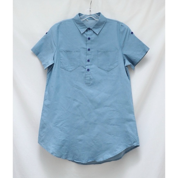 SHEIN Dresses & Skirts - NWOT chambray shirt dress tunic pockets short mini cotton blue new Large L